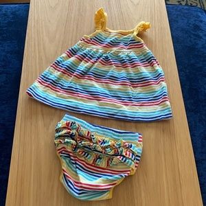 Hanna Andersson Rainbow Dress and ruffled bottoms 0-3M